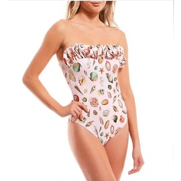 ANTONIO MELANI Other - Antonio Melani x Jennifer Sumko One Piece Pink Coastal Print Ruffle Size XL NWT